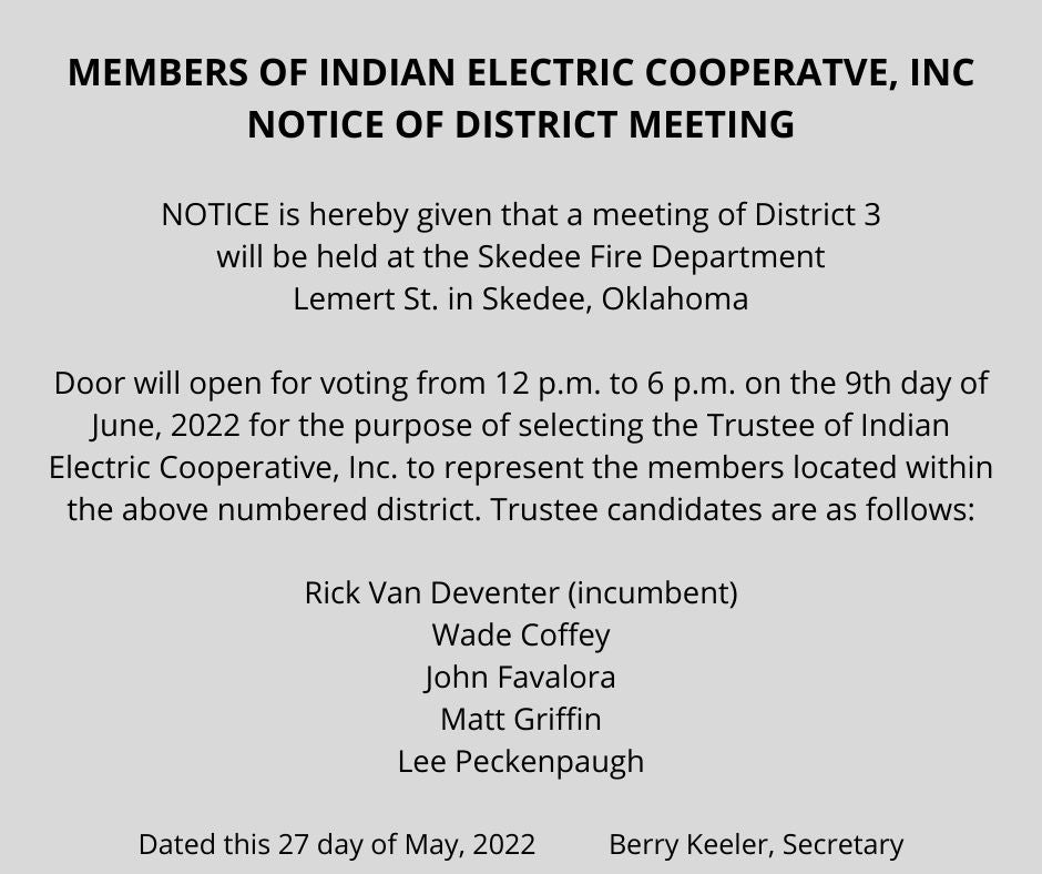 District 3 meeting notice